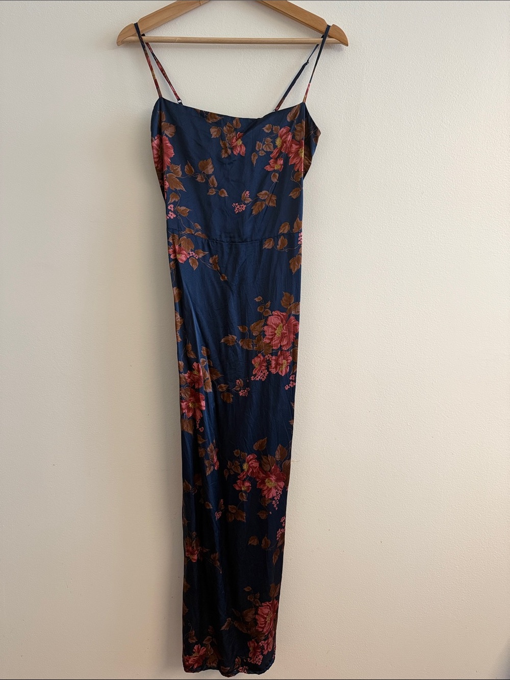 Reformation Navy Floral Slip Dress with Pink & Brown Blooms - Picture 2 of 6
